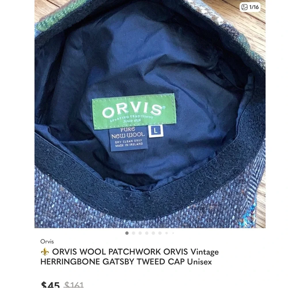 🗞️  Orvis Vintage HERRINGBONE GATSBY TWEED CAP Unisex WOOL NEWS BOY